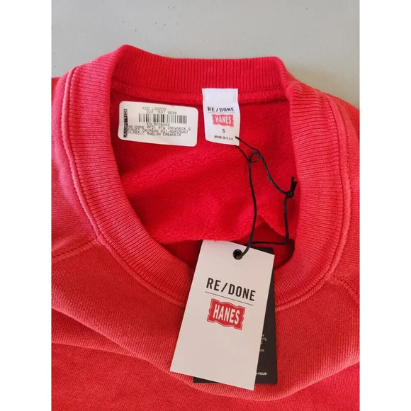 NWD RE/DONE Faded Crimson Classic Crewneck Size S RED MSRP $250 #BA409 - Picture 9 of 16